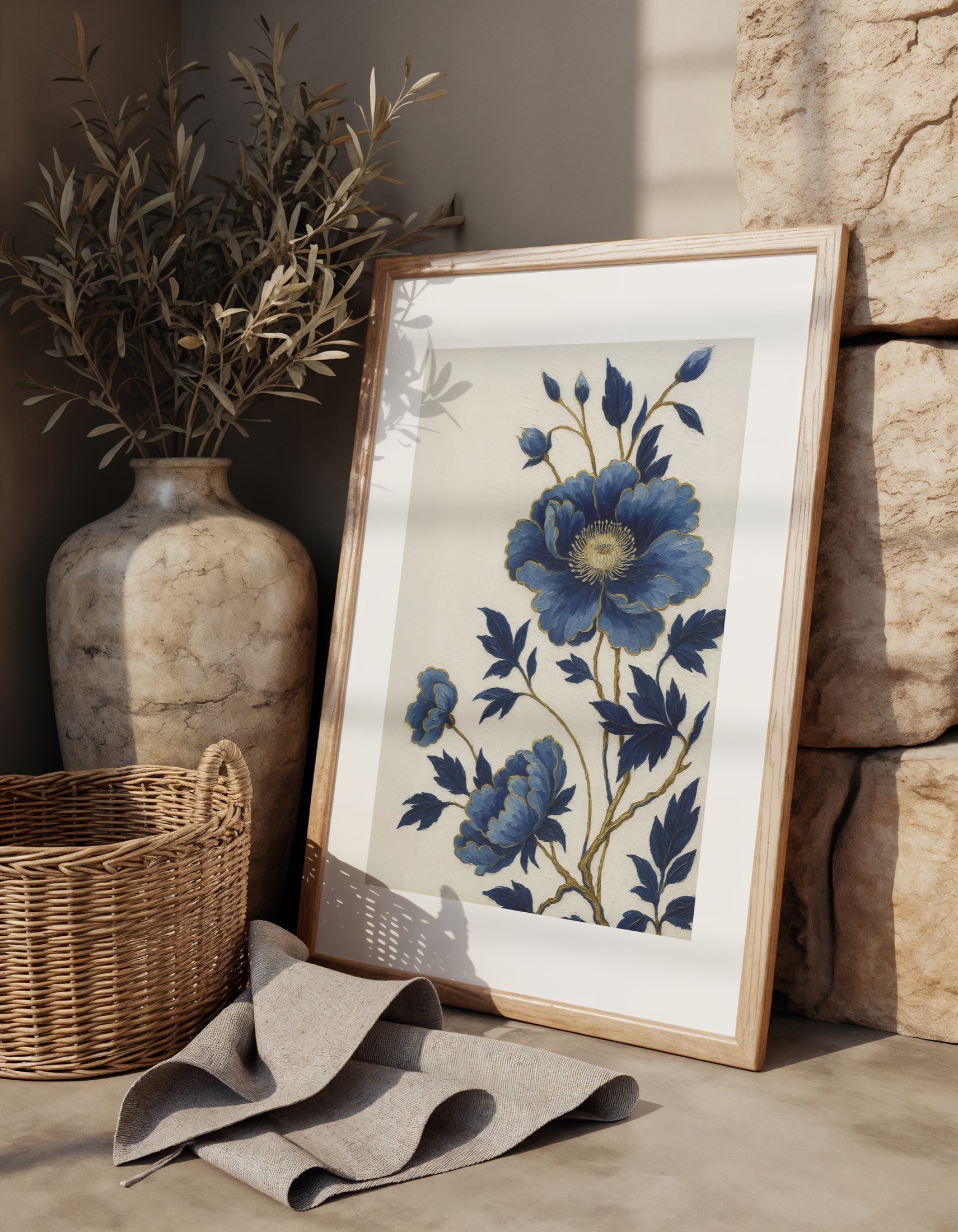 Arte floral Greggio emoldurada
