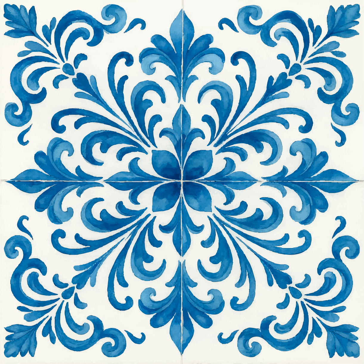Elemento gráfico inspirado em azulejaria azul