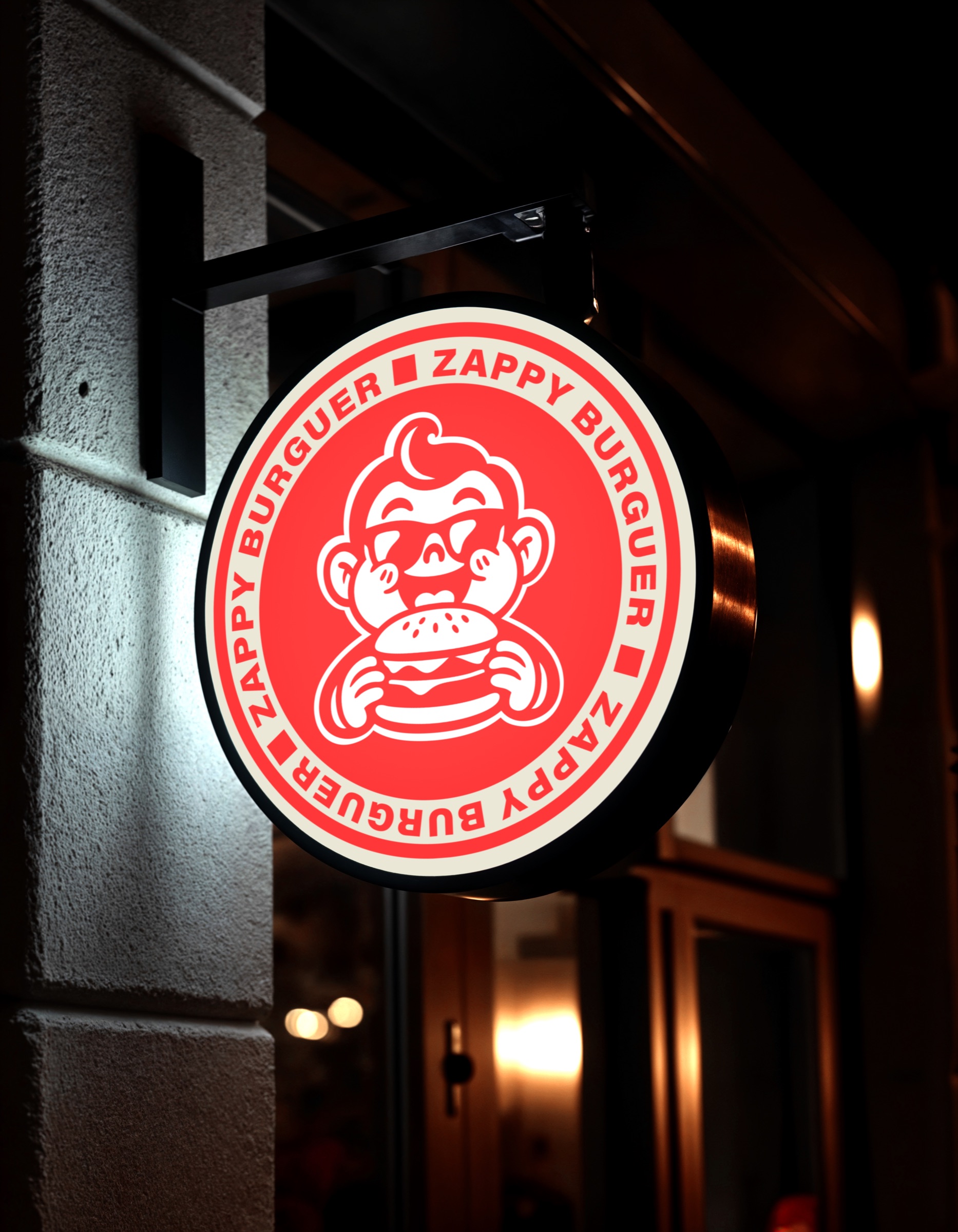 Letreiro circular Zappy aplicado na fachada